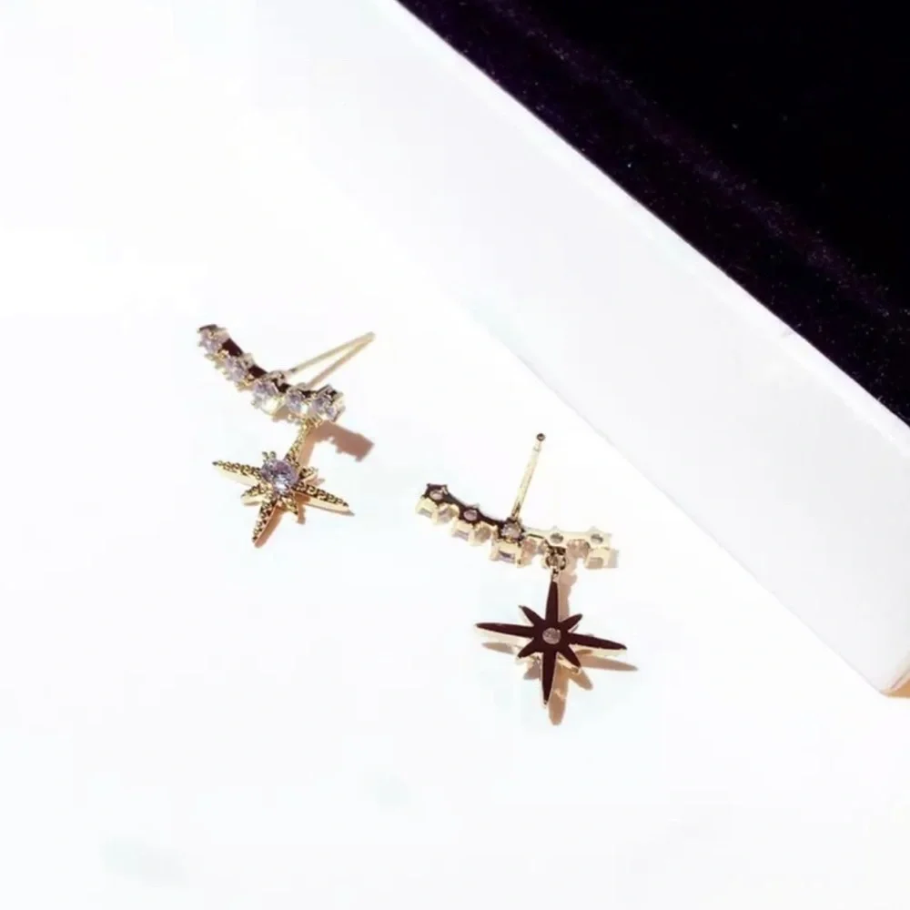 New Star of Bethlehem Sterling Silver & 10k Gold Stud Ear Crawler Earrings